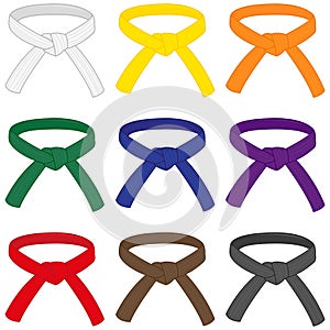 Martial arts belts. Vector illustration photo