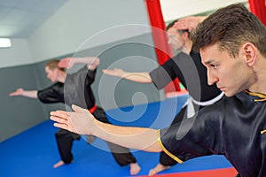 Martial arts class in action