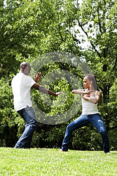 Martial Arts excercise couple