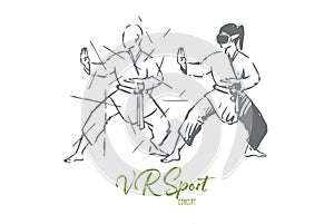 Martial, arts, fight, combat, training concept. Hand drawn isolated vector.