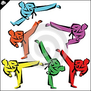 Martial arts. Karate fighters high kick. Vector. EPS. photo