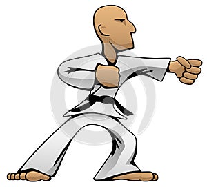 Martial Arts Karate Guy Cartoon Vector Color Illustration