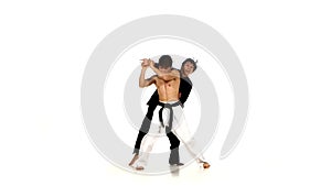 Martial arts. karate or taekwondo show skills on