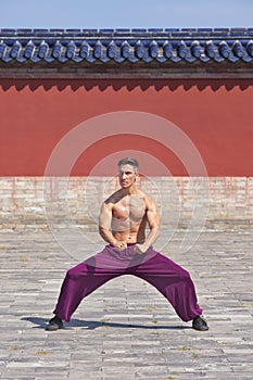 Martial arts master practicing at Temple of Heaven, Beijing, China