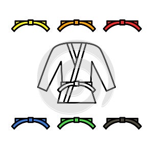 Martial arts suit line icon, vector illustration