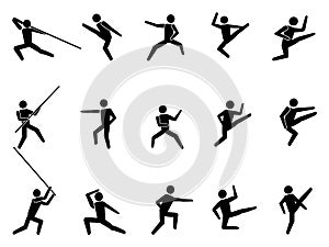 Martial arts symbol people icons