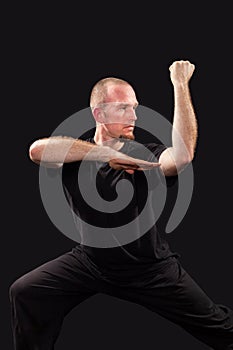 Martial arts teacher fighting stance