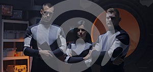 Martian base crew posing for camera