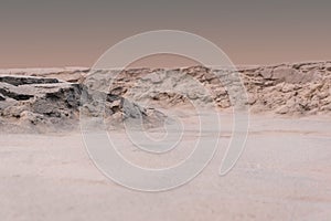 Martian landscape during a dust storm
