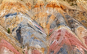 Martian landscape, multi-colored mountains of Kyzyl-Chin, Republic Altai, Siberia, Russia