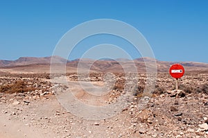 Martian landscapes, a dirt road with an access ban