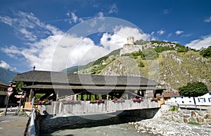 Martigny bridge and castle