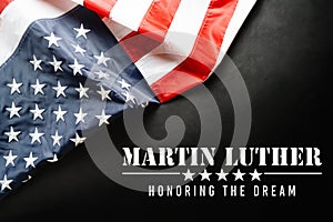 Martin Luther King Day Anniversary - American flag on abstract background photo