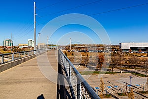 Martin Luther King Jr. Bridge, Bob Kerrey bridge and the Kiewit Luminarium Riverfront Omaha Nebraska