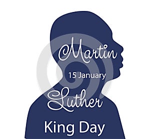 Martin Luther King Jr. Day greeting card design. MLK Day lettering inspirational quote, US flag background