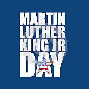 Martin Luther King JR day sign blue background photo