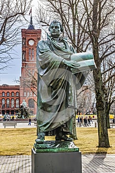 Martin Luther Statue Rathaus Outside St Mary's Church Berlin Germany