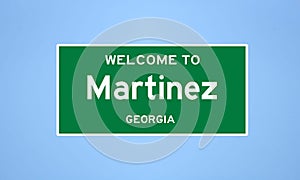 Martinez, Georgia city limit sign. Town sign from the USA.