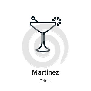 Martinez outline vector icon. Thin line black martinez icon, flat vector simple element illustration from editable drinks concept