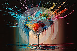 Martini abstract colorburst background. AI generated