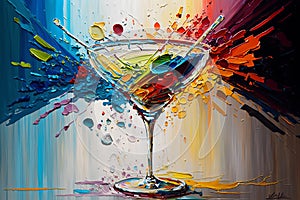 Martini abstract colorburst background. AI generated