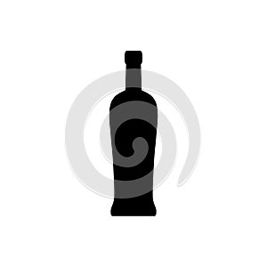 Martini bottle silhouette, beverage container.Alcohol drink icon on a white background.Simple logo.Black shape basis for the