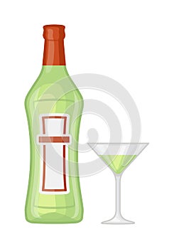 Martini bottle vector illustration.