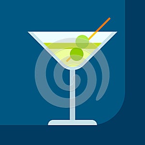 Martini cocktail in glass. Alcoholic drink illustration.