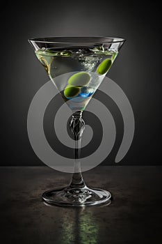 Martini cocktail. Ingredients are gin and dry vermouth and dash orange bitters