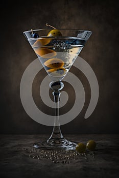 Martini cocktail. Ingredients are gin and dry vermouth and dash orange bitters photo