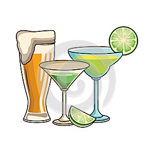 Martini cocktails and beer glass icon
