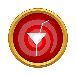 Martini glass with cocktail icon, simple style