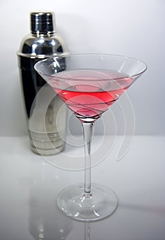 Martini Glass and Cocktail Shaker