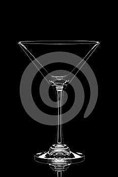 Martini glass isolated on black background