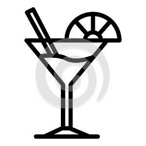 Martini glass and lime slice icon, outline style