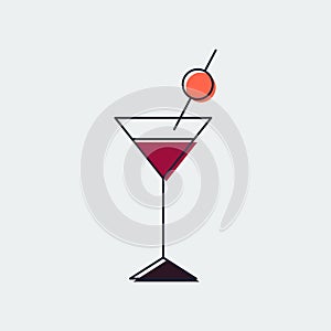 Martini Glass Line Flat Icon.Graphic Design.Vector Illustration