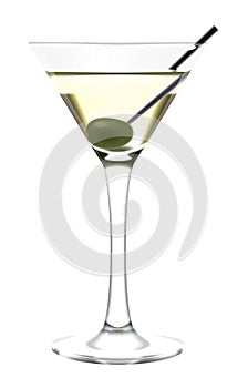 Martini glass and olive
