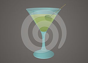 Martini glass with olive illustration