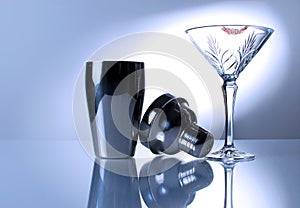 Martini Glass and Shaker