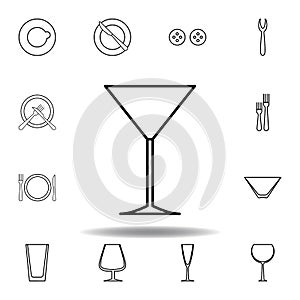 Martini glass, table etiquette icon. Set can be used for web, logo, mobile app, UI, UX on white background