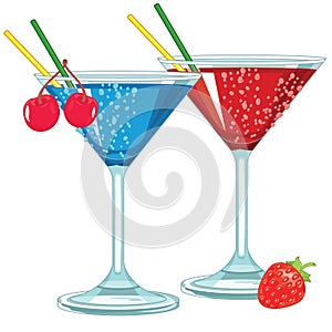 Martini Glasses with Fruity Cocktails