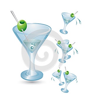 Martini glasses with olives