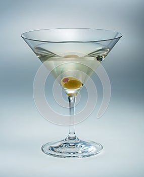 Martini with olive isolated. vermouth