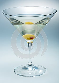 Martini with olive isolated. vermouth