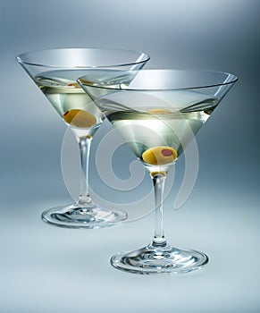 Martini with olive. Vermouth cocktail isolated