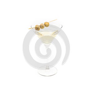 Martini with olives alcohol cocktail drink white background