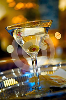 Martini on a silver serving tray