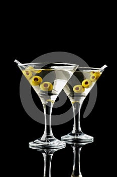 Martini vermouth drink isolated on black background