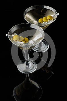 Martini vermouth drink isolated on black background