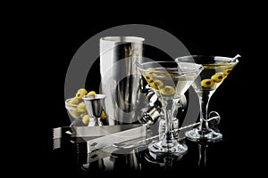 Martini vermouth drink isolated on black background